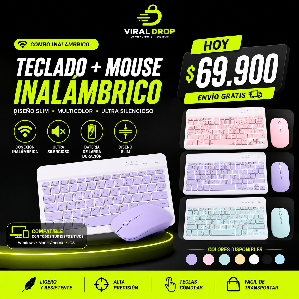 COMBO TECLADO INALAMBRICO